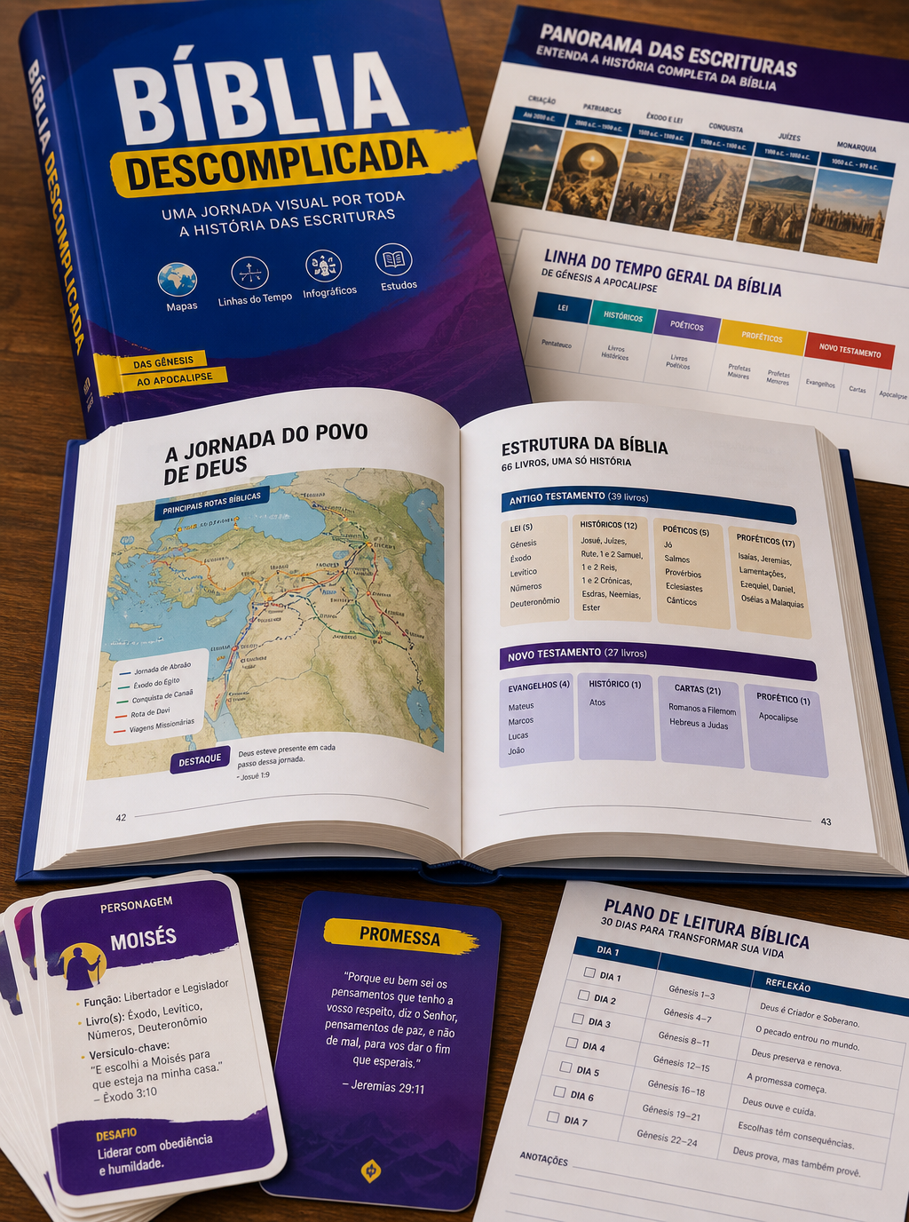 Bíblia Descomplicada: livro impresso com mapas, linha do tempo e fichas de estudo